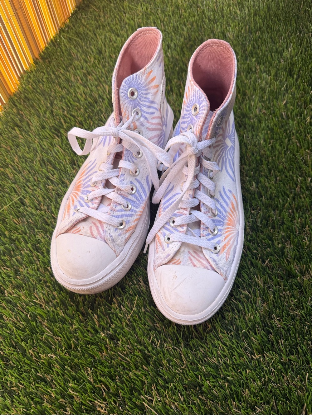 Women's Pastel Floral High-Top Canvas Sneakers